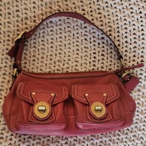 Coach Raspberry Leather Double Turnlock Legacy Shoulder Bag F12868, Y2K
